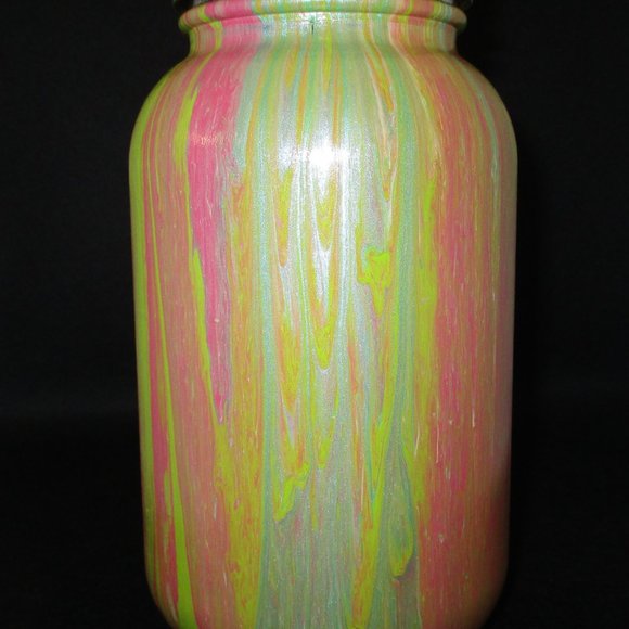 2 Original Fluid Pour Paint Technique Storage Jars Quart and 1/2 Pint - Picture 4 of 6